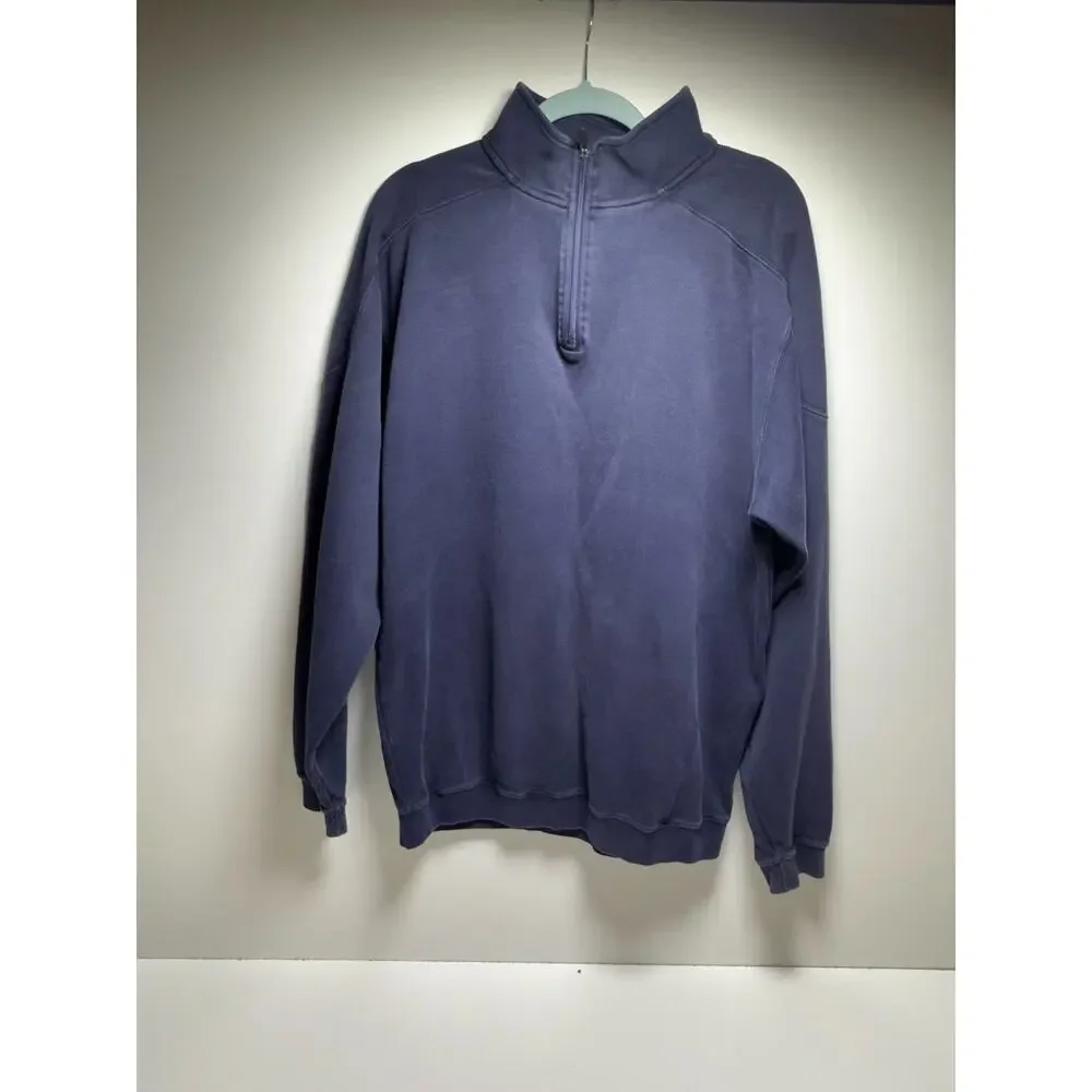 Cutter & Buck Large Navy Blue Men’s 1/4 zip Pullover Pima Cotton Preppy